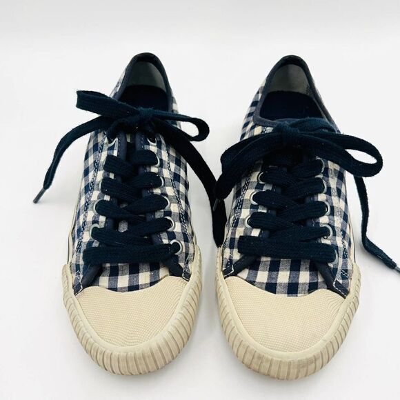 Tory Burch Canvas Printed Blue White Sneakers Size 7.5 - Picture 2 of 8